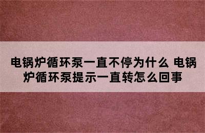 电锅炉循环泵一直不停为什么 电锅炉循环泵提示一直转怎么回事